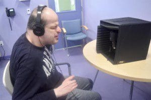 Natale Micelli recording the WKRTM podcast