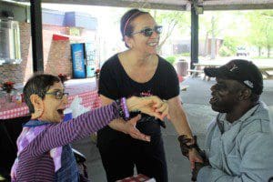 Toni Agovino, AHRC NYC Board Member, with Geri Peragine and Patrick Parker