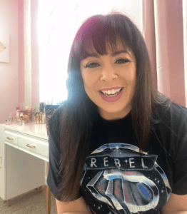 Rebel from AEW beams as she is introduced to AHRC NYC's wrestling discussion group.