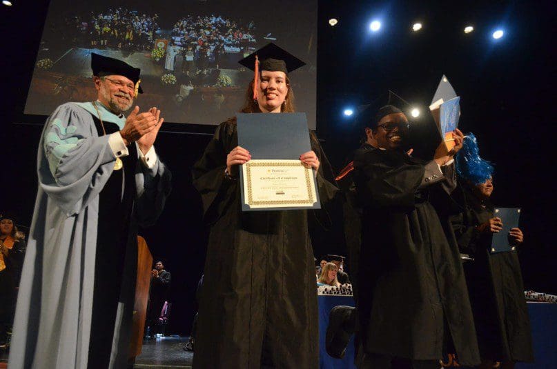 The grads were celebrated with an ovation from the other graduates and audience members