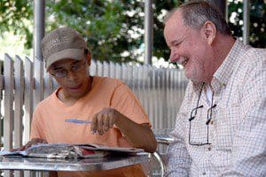 Brandon McElroy and Peter Doherty practice reading comprehension