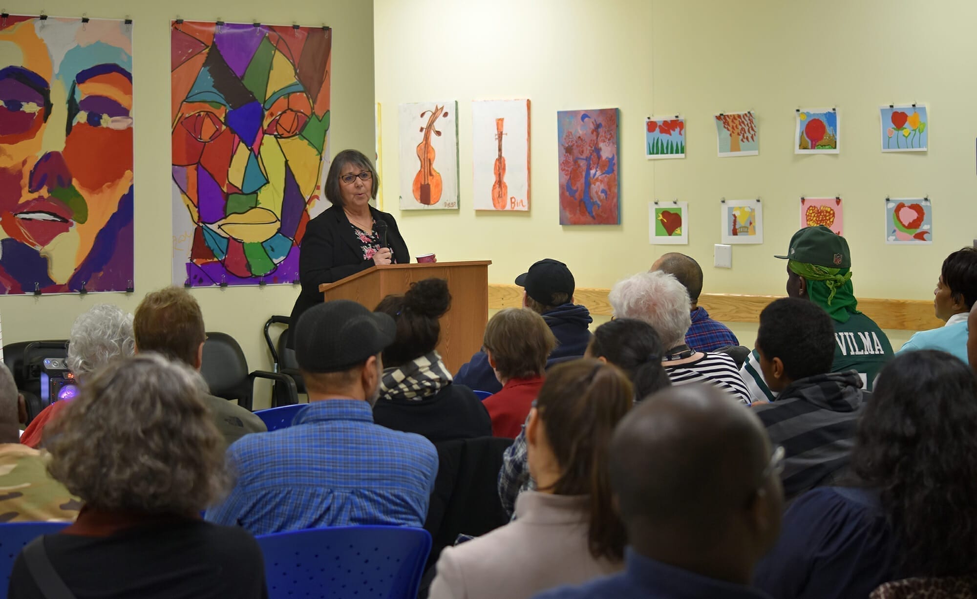 Harriet Golden, Director, Day Services speaks to attendees
