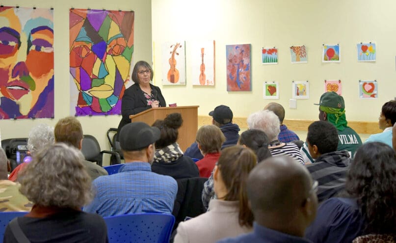 Harriet Golden Director Adult Day Services speaks to event attendees