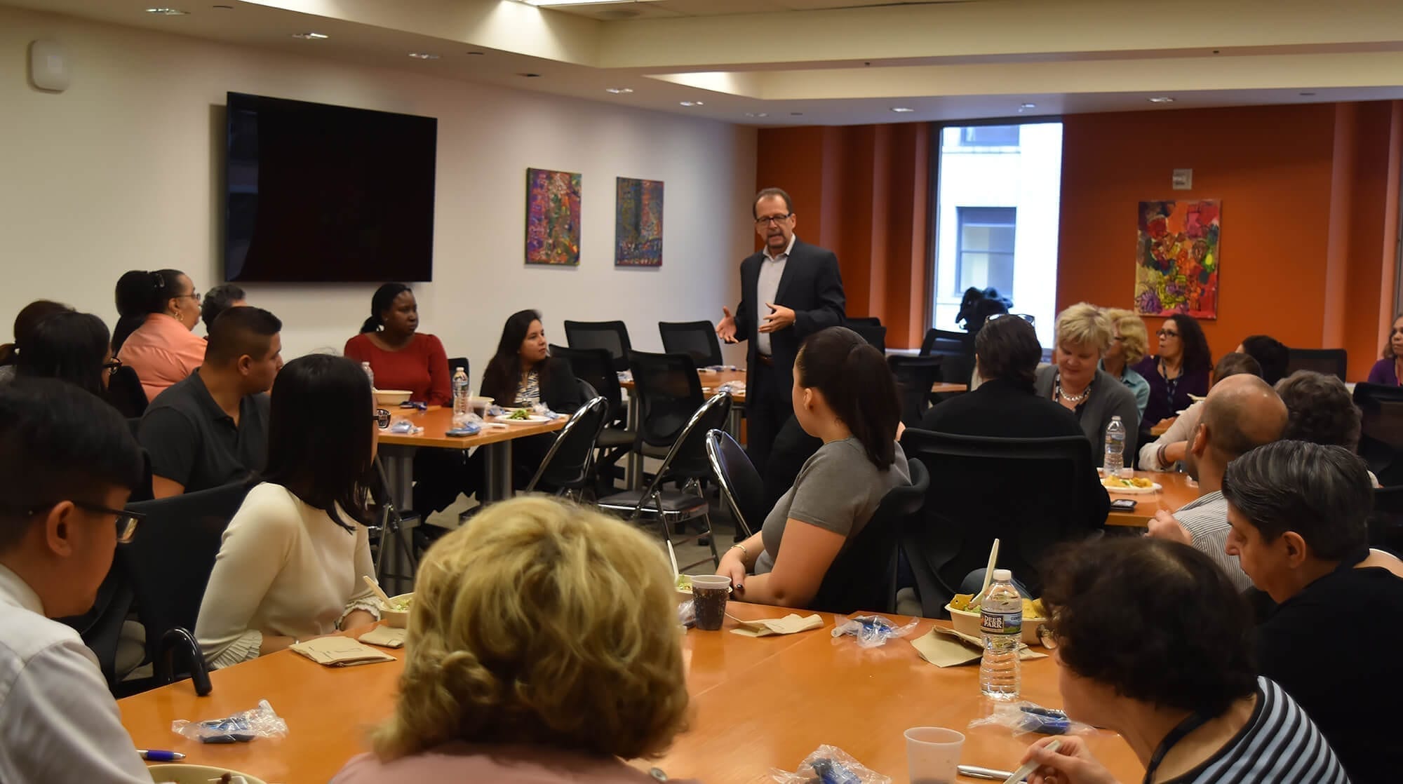 AHRC NYC's CEO, Marco Damiani thanks the organization's Compliance Staff at AHRC NYC Headquarters