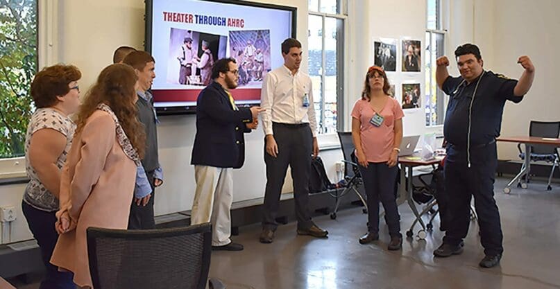 Melissa Riggio program alumni led conference attendees in a threater exercise during their presentation about the benefit of art