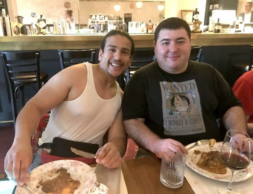 Esteban Gonzalez and James Devine enjoyed some of Italy's famous cuisine