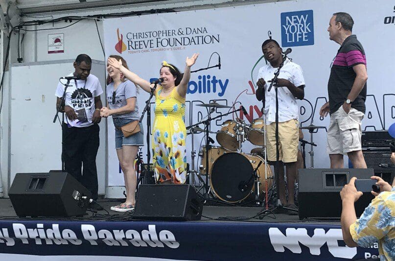 AHRC NYC on Broadway made its debut at the Disability Pride Parade, performing a medley of songs from recent productions.