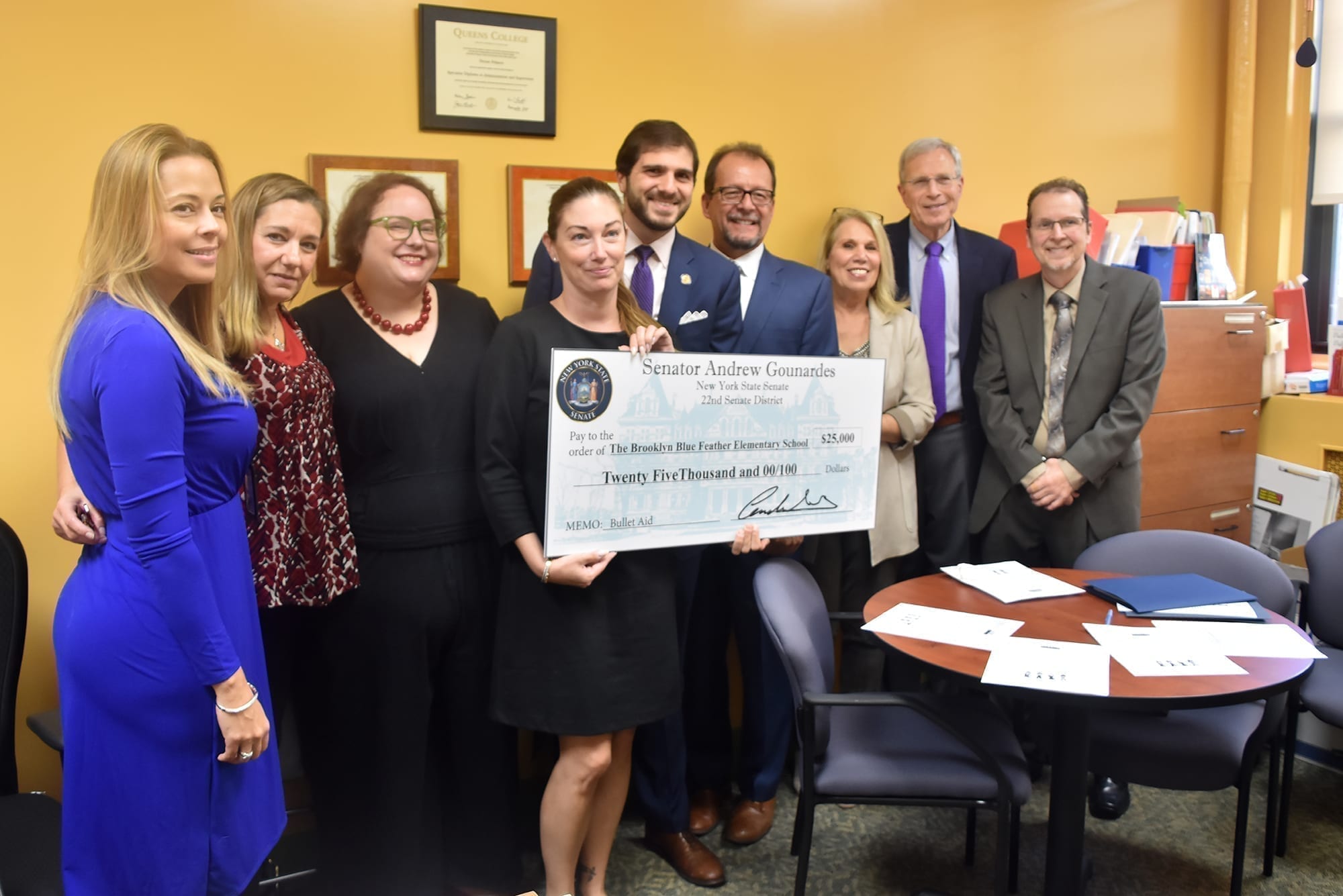Senator Andrew Gounardes provided $25,000 to Brooklyn Blue Feather after he was inspired by a visit to the school during his campaign