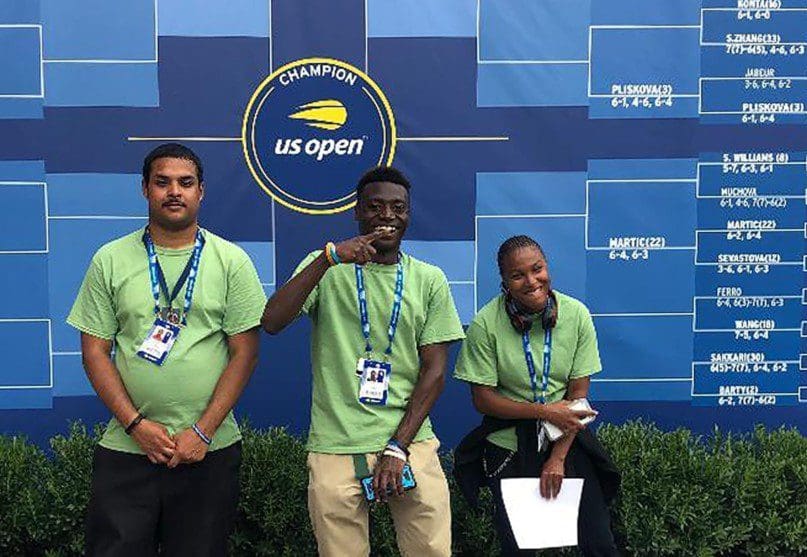 US Open interns Markel Cardona Cruz, Jermaine Larmon, and Tiana Harbour