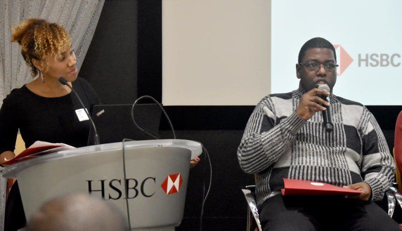 Asante Breland reflected on his experiences being employed at Barclays Center as Shauna Lozada listens in