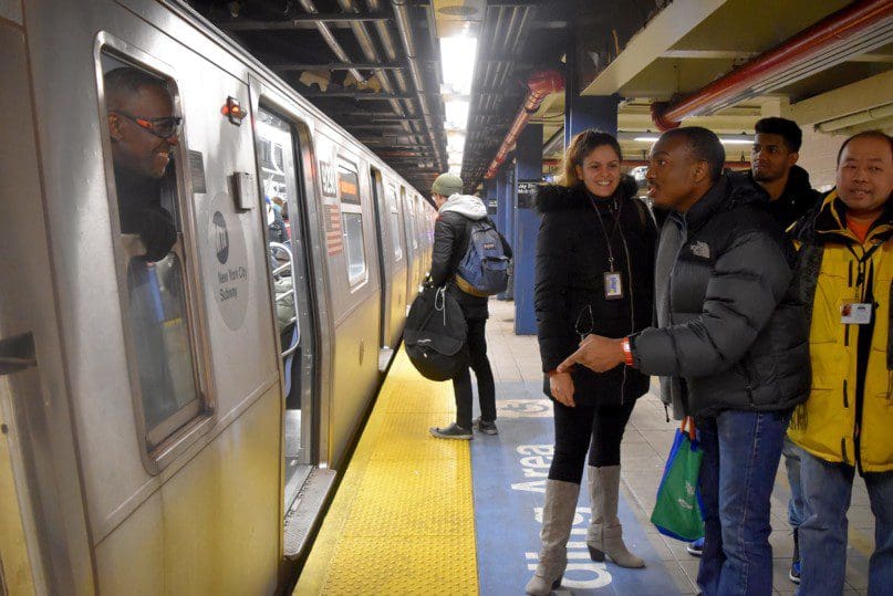 Jonathan Weekes had a friendly exchange with an MTA conductor at the Jay Street station