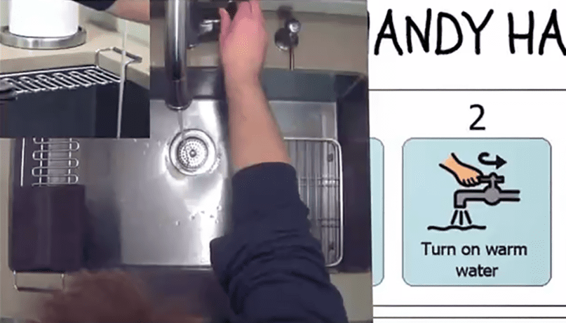 The group learns important skills such as how to properly wash hands and dishes