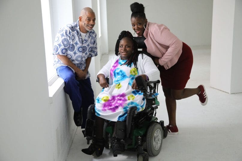 Janice Bartley (center) with Chshone Bailey (left) and Yvonne White, Residential Habilitation Counselor (right).
