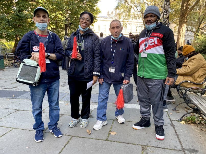 People from Cyril Weinberg Day Center came to rally for higher wages for DSPs.