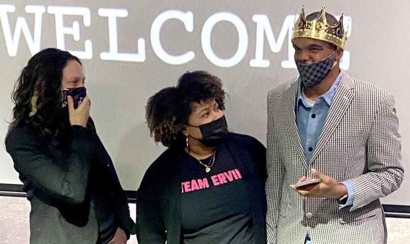 Stefanie Nelson and Pilar Jones with Ervine Haskins