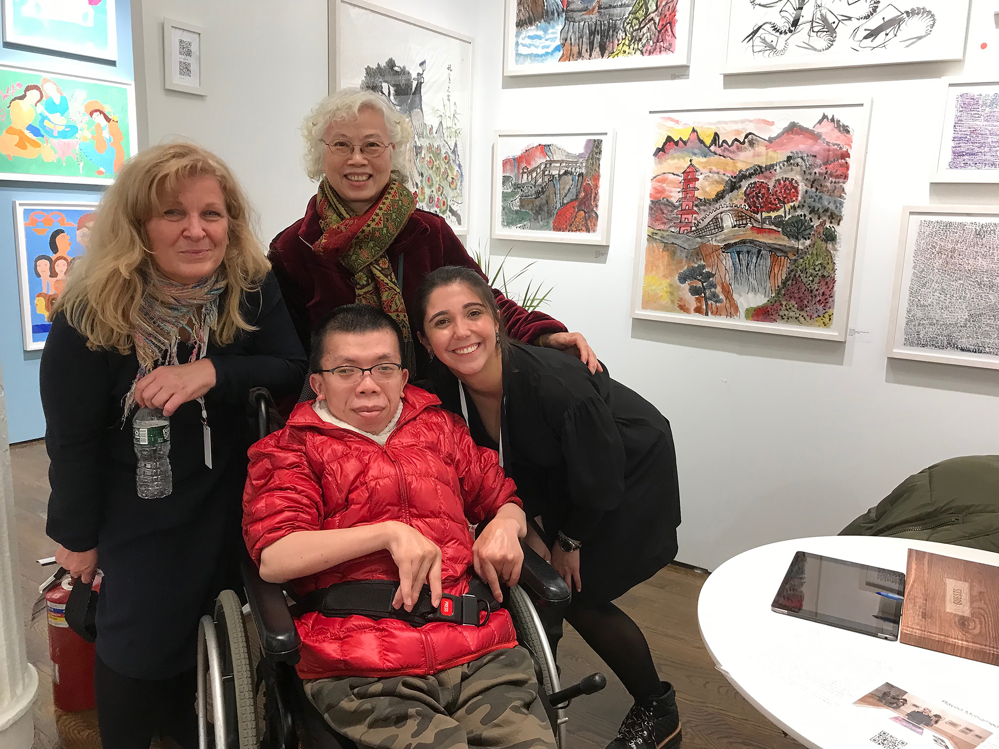 Bin Feng with Darinka Vlahek, his mom Hui Ling Wu, and Pola Ana Mora.