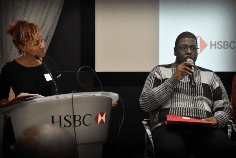 Asante Breland reflected on his experiences being employed at Barclays Center as Shauna Lozada listens in.