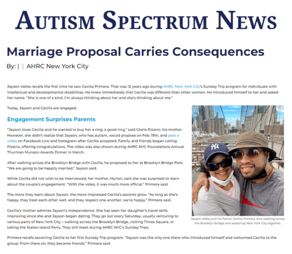 Autism Spectrum News: Marriage Proposal Carries Consequences | AHRC New ...