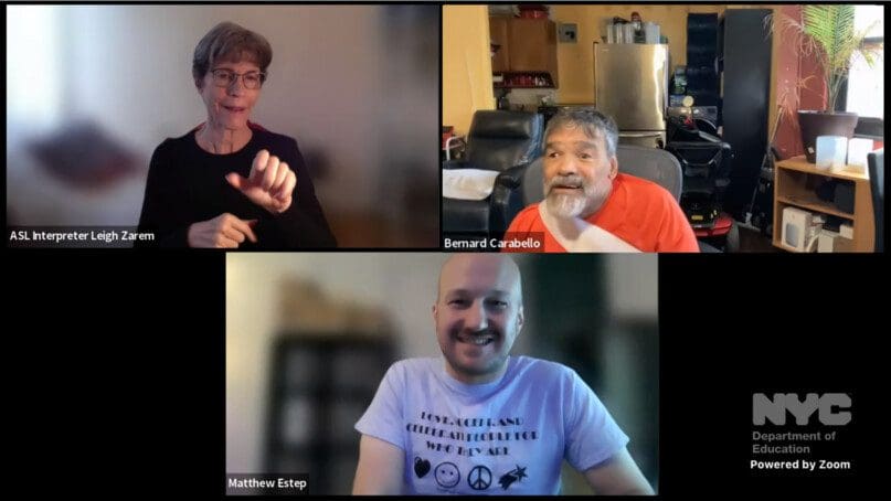 Screenshot from the 2022 NYC Disability Pride Parade, held virtually on Zoom