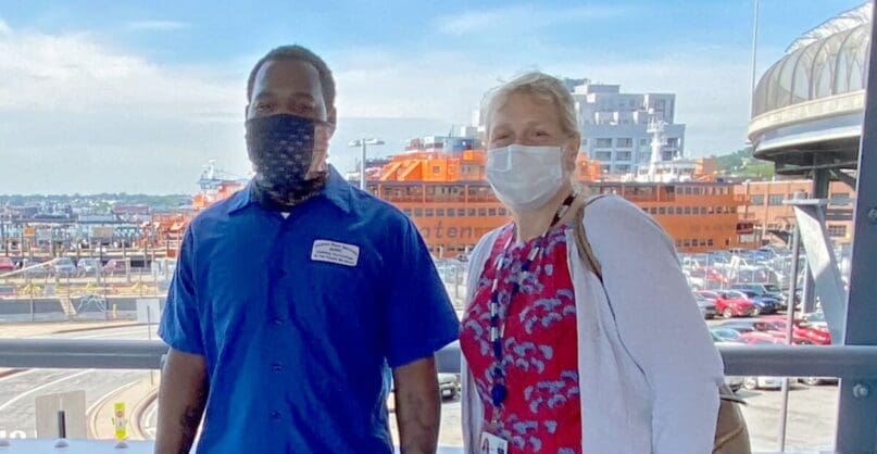 Dennis Ferguson Thompson with Mary Buckley at the Staten Island Ferry Terminal