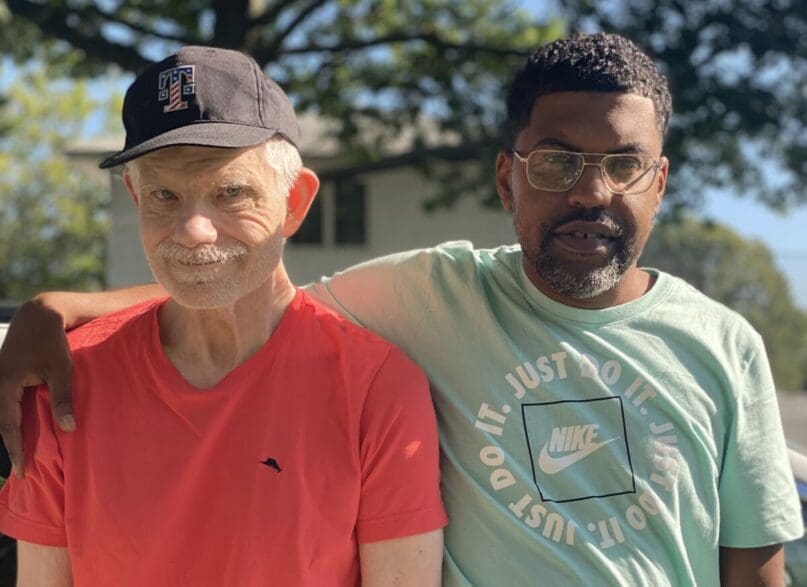 Ian Kuar with Tysens Lane resident Richard Brachter