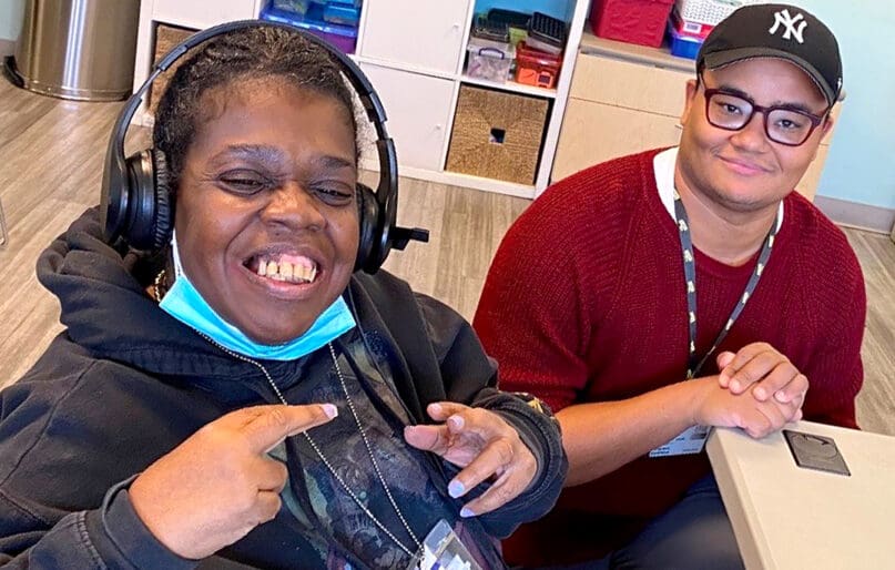 Leslie Cottman with Richardson Saintpierre at Joseph T. Weingold Day Services