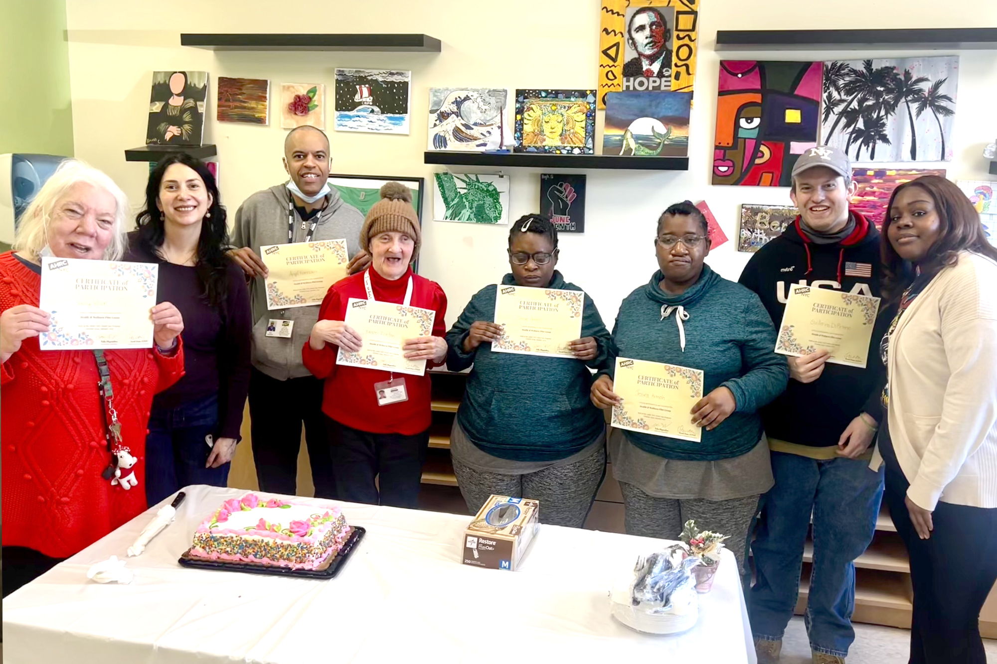 Group members and group facilitators celebrate the completion of the Health & Wellness Group Pilot