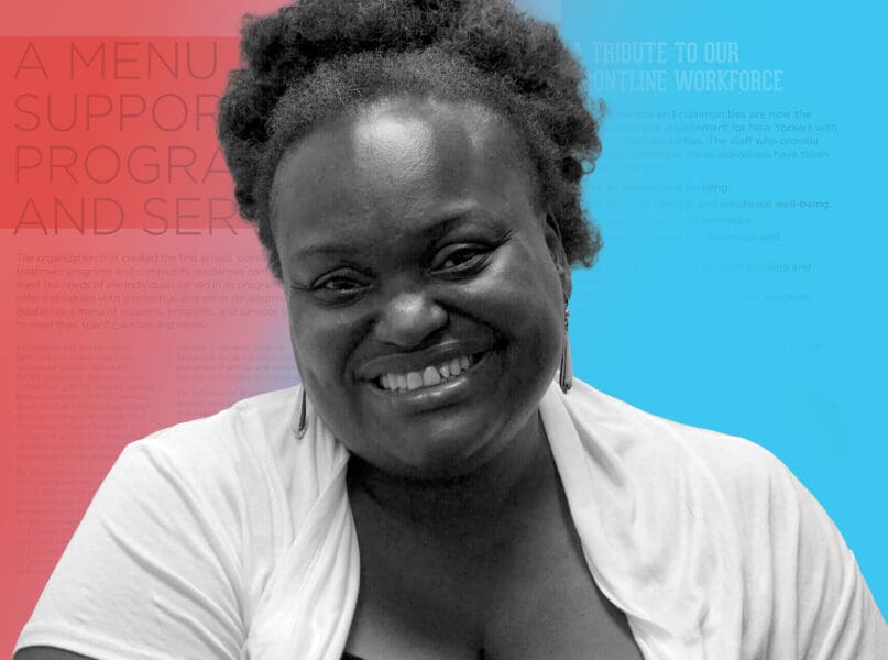 A Job Coach from AHRC NYC's Employment and Business Services department, from the 2016 Annual Report
