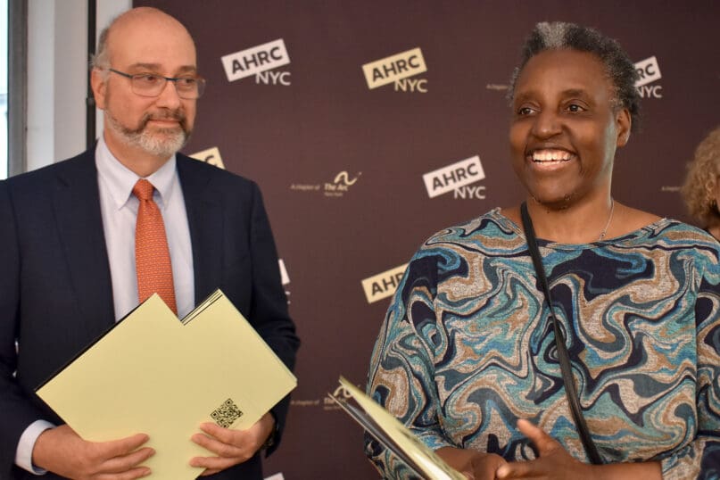 Denise Goodman accepts her award from Family and Clinical Services