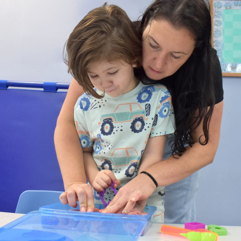 A teacher and student at James P. Murphy Staten Island Preparatory School