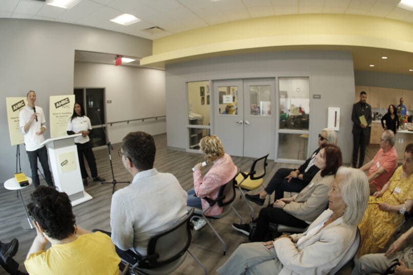 Guests hear from Taylor and Dita Anderson, Founders of Papai’s Garden, a community partner