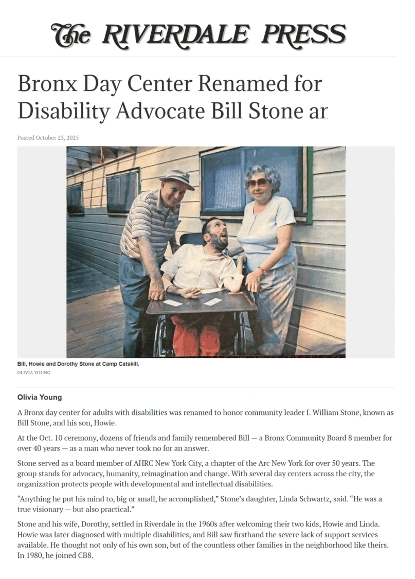 Riverdale Press article clipping, Howie and Bill Stone
