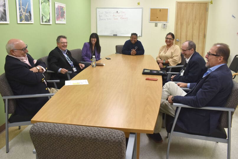 Assemblymember Michael Benedetto meets with AHRC NYC staff and self advocates at Styler Day Services