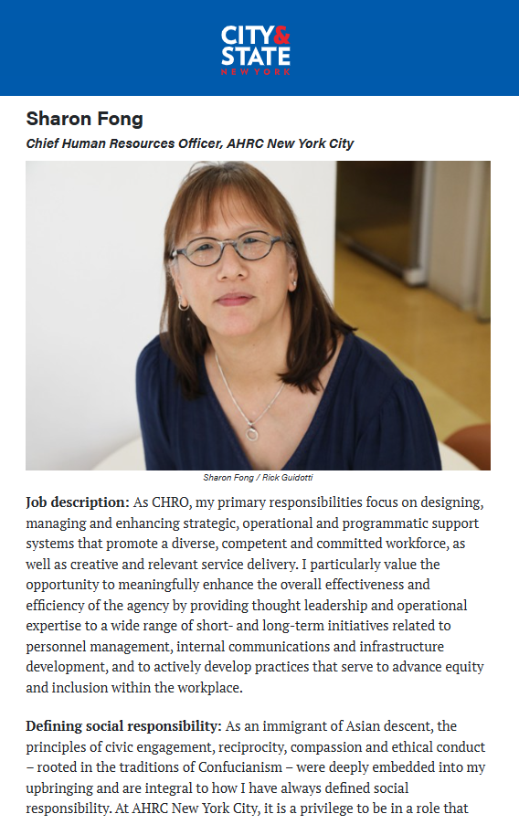 City&State article clipping, Sharon Fong