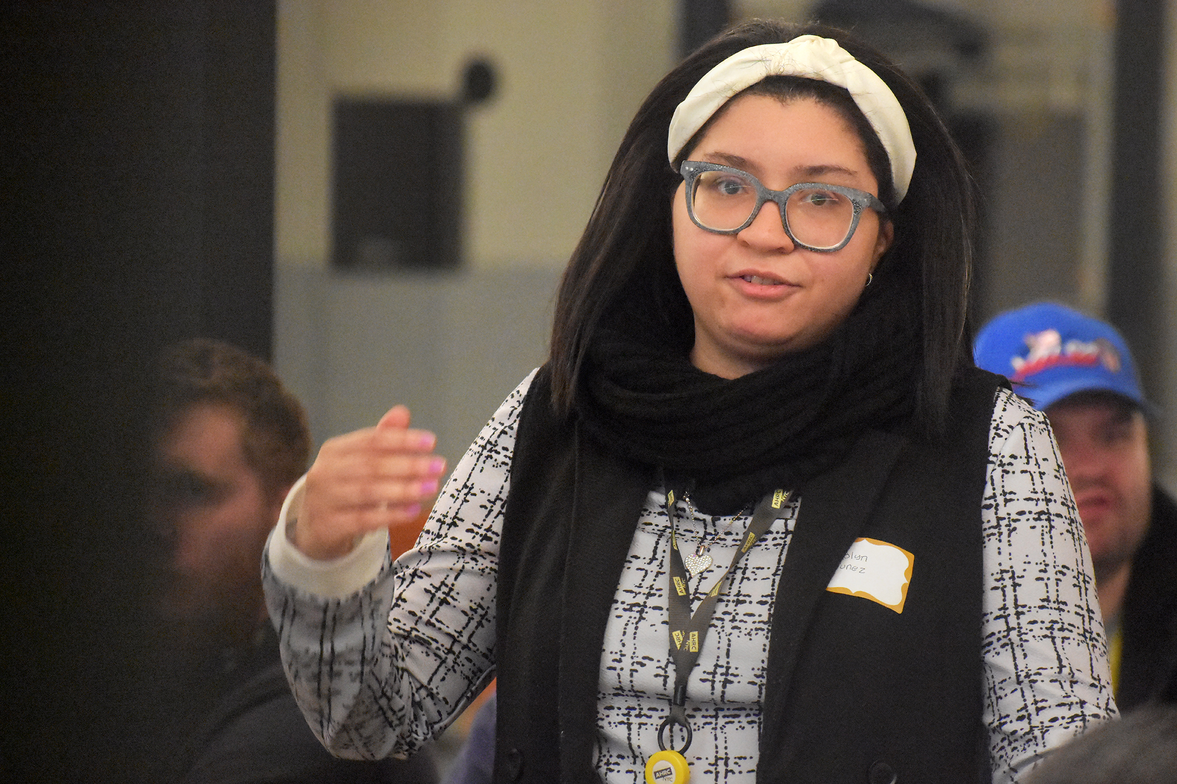 Majolyn Nunez speaks at an AHRC NYC self advocacy gathering