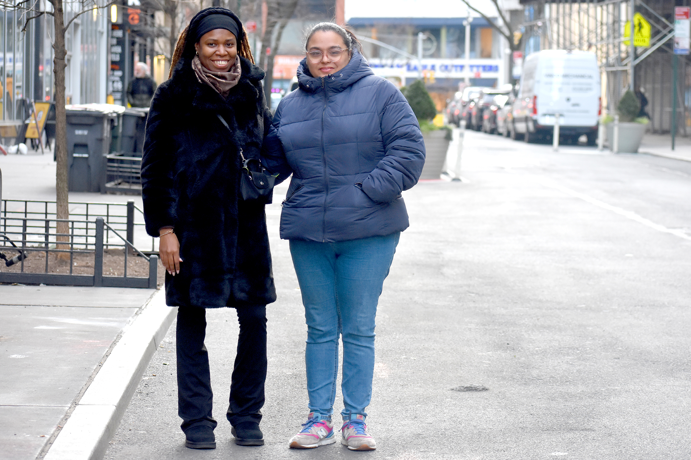 Ronnis Moore with Jenisa Inoa in downtown Brooklyn