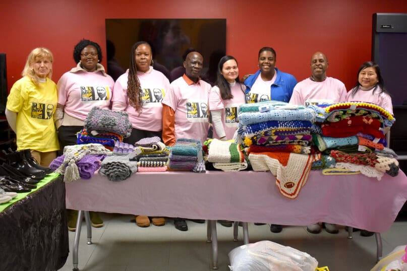 Wendy Seigel volunteers gathered warm clothing for people in need