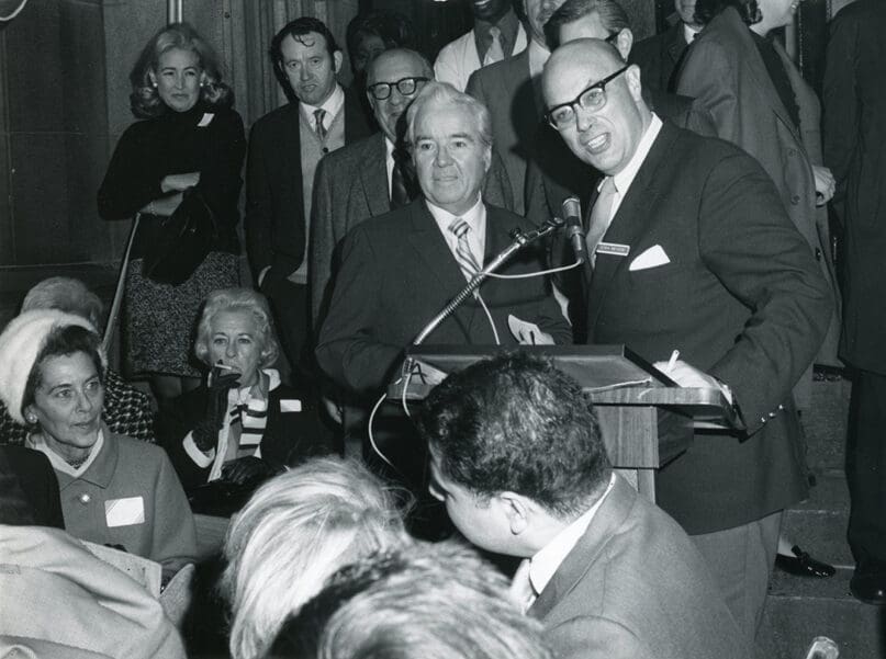 William Conklin with Stanely Meyeters at the Fineson House dedication 1970