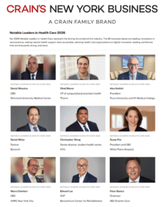 Crains NY Business Leaders 2026 article clipping