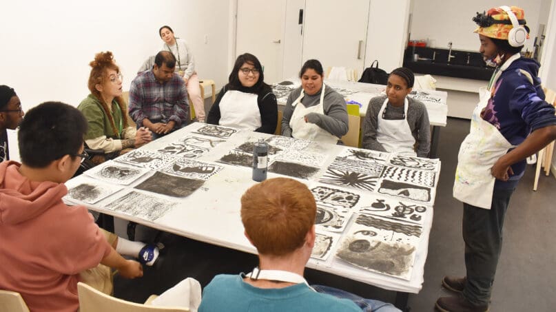 At the conclusion of the workshop, The group disucssed their newly created works