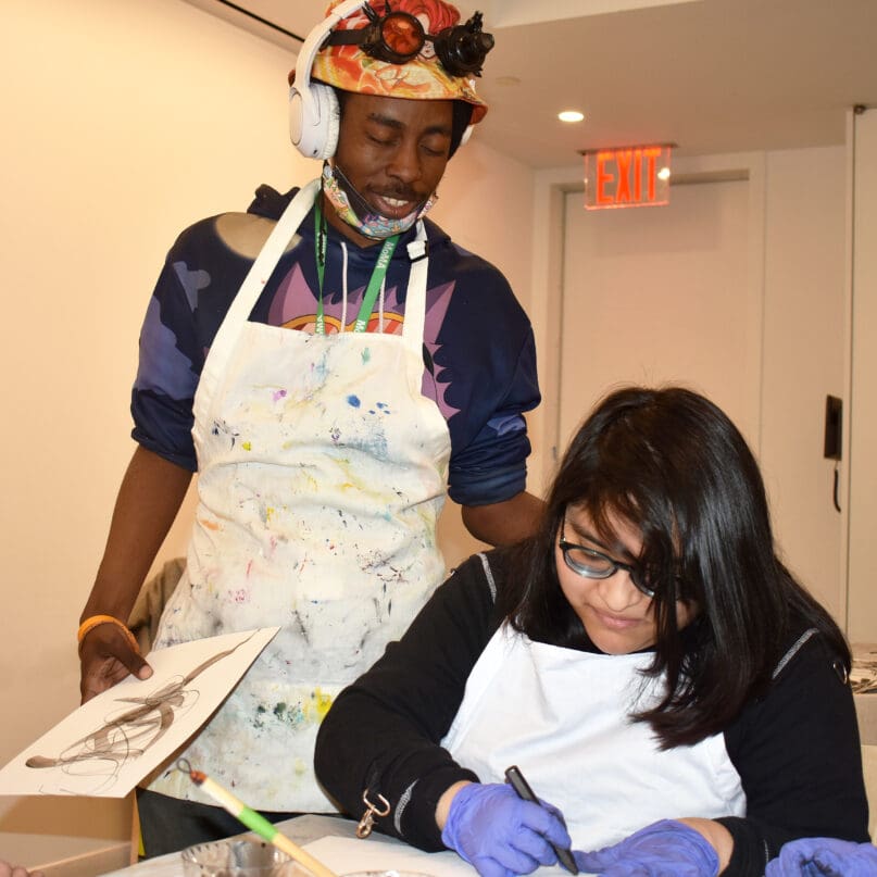 Lineton Gilchrist encoruaged Isabella Rodriguez to close her eyes while creating, to offer a new perspective to her art