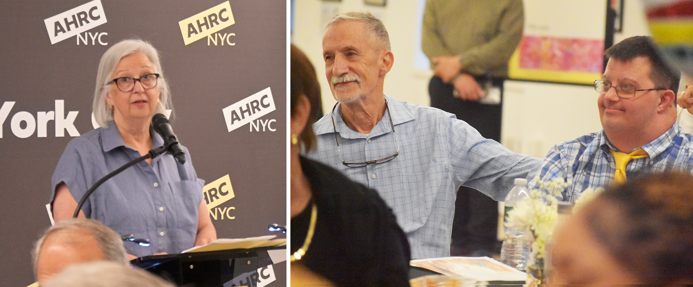 Recipient of AHRC NYC's Anne Kraus Award, Anne Gordon, thanks husband, Jack Gordon and son, Christian Gordon